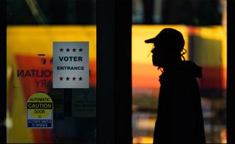 Voter in line at polling location in Atlanta Georgia